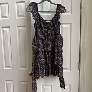 Altar'd State Floral Mini Dress - Navy and Yellow